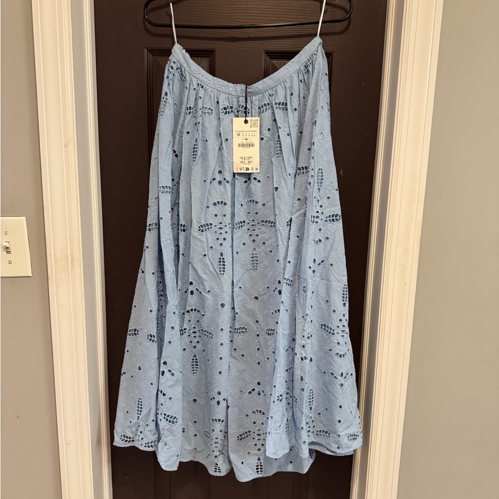Zara Blue Embroidered Women's Skirt